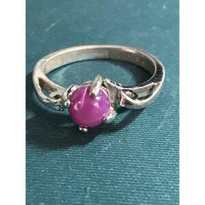 Sterling Silver Gemstone Rings – Pink Cabochon, Size 6, Artisan Design, 925 Mark